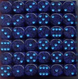 CHX25907 Speckled Cobalt Block of 36 6-sided 12mm Dice image 0